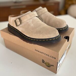 Dr Martens Isham Mules Slides Parchment Beige Desert Oasis Suede - Men’s US 10